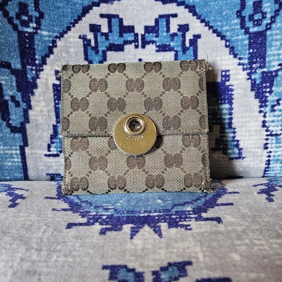 Gucci Monogram Eclipse Wallet Compact Canvas Leather Brown Cream - Picture 16 of 17